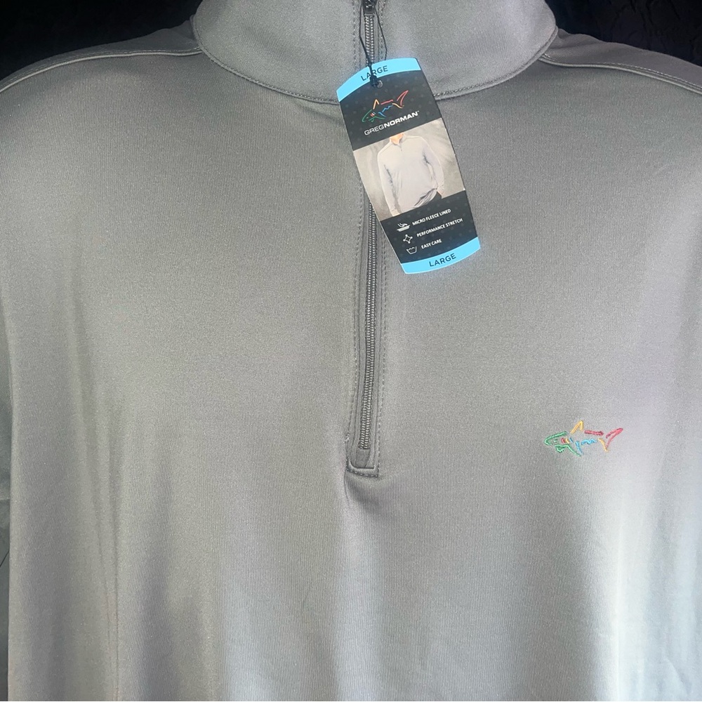 Greg Norman 1/4 Zip Pullover NWT Large Gray Performance Stretch Golf - Picture 2 of 13